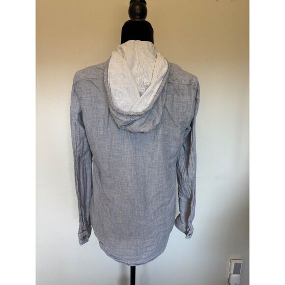 Boss Orange Mens Hooded Cotton Button-Up Shirt Jacket Gray Long Sleeve Size S - Picture 2 of 3